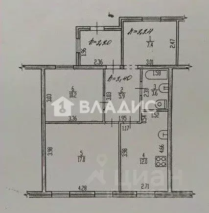 3-к кв. Брянская область, Карачев Пролетарская ул., 40Г (56.1 м) - Фото 2