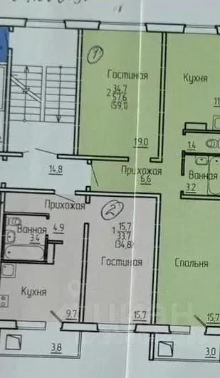 2-к кв. Мордовия, Саранск ул. Косарева, 117 (59.1 м) - Фото 1