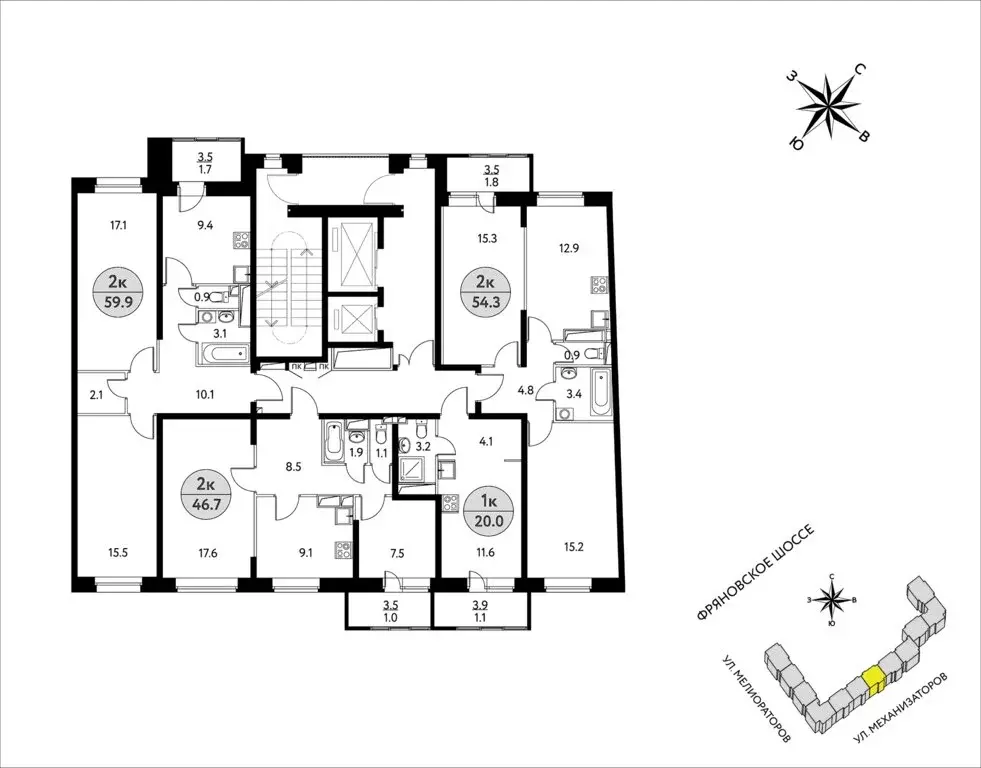 1-комнатная квартира: Щёлково, улица Механизаторов, 1А (41 м) - Фото 2