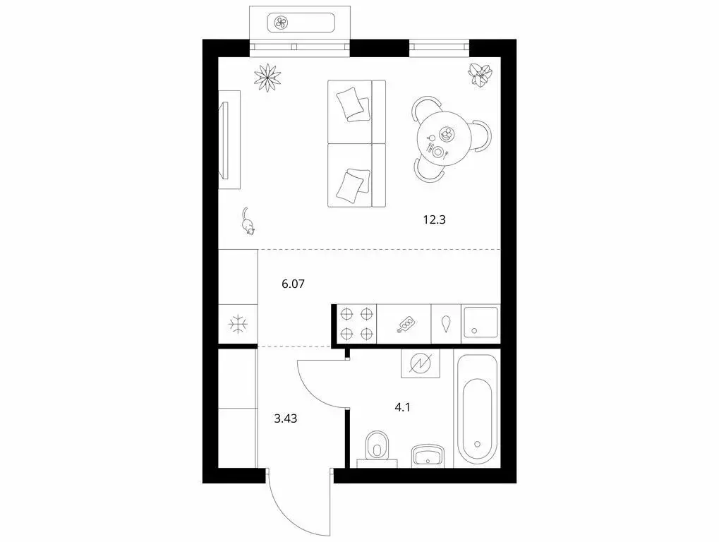 Квартира-студия: городской посёлок Новоселье, Невская улица, 14А (25.9 ... - Фото 1