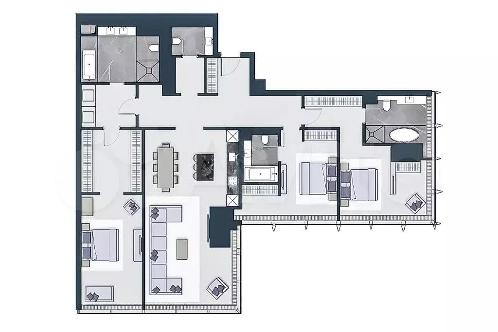 Апартаменты-студия, 45 м, 58/68 эт. - Фото 0