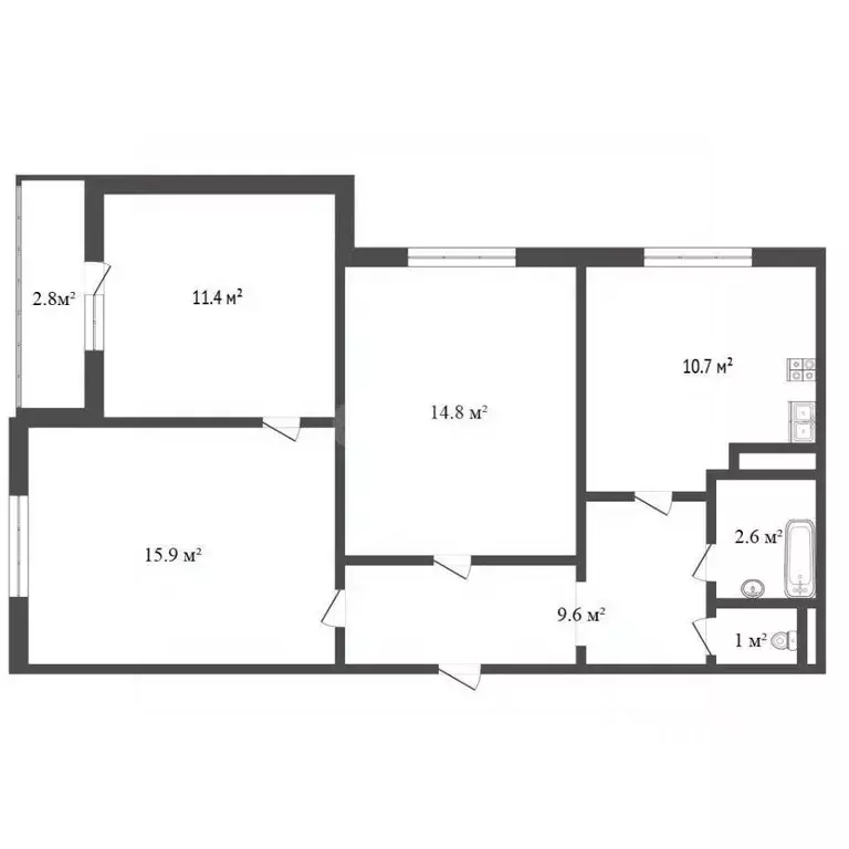 3-к кв. Санкт-Петербург ул. Уточкина, 2К1 (66.0 м) - Фото 2
