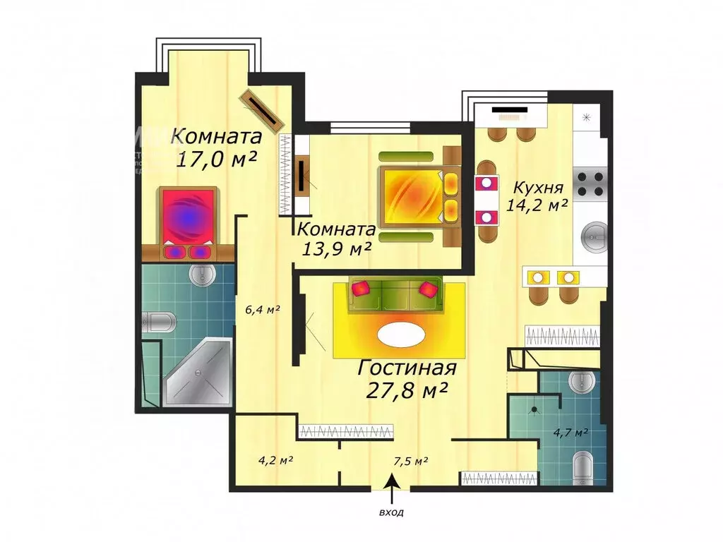 3-комнатная квартира: Москва, Варшавское шоссе, 94 (103 м) - Фото 1