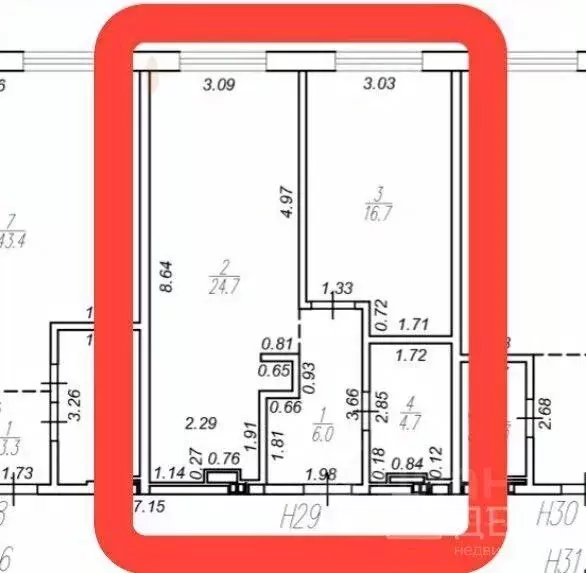 2-к кв. Рязанская область, Рязань ул. Мещерская, 24/12 (53.0 м) - Фото 1