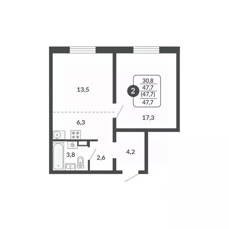2-к кв. Кировская область, Киров Московская ул., 209 (47.7 м) - Фото 1