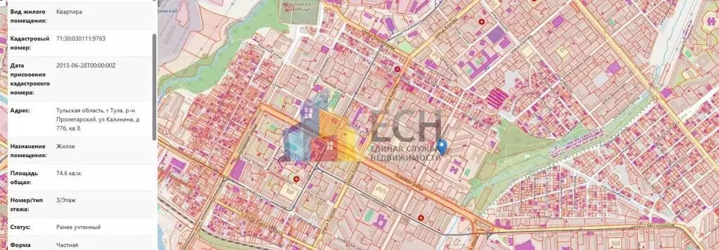 3-к кв. Тульская область, Тула ул. Калинина, 77Б (74.6 м) - Фото 1