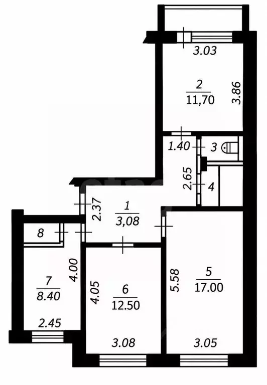 3-к кв. Чувашия, Чебоксары бул. Анатолия Миттова, 25 (65.3 м) - Фото 2
