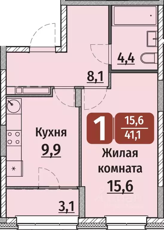 1-к кв. Чувашия, Чебоксары ул. Энергетиков, поз6 (42.65 м) - Фото 0