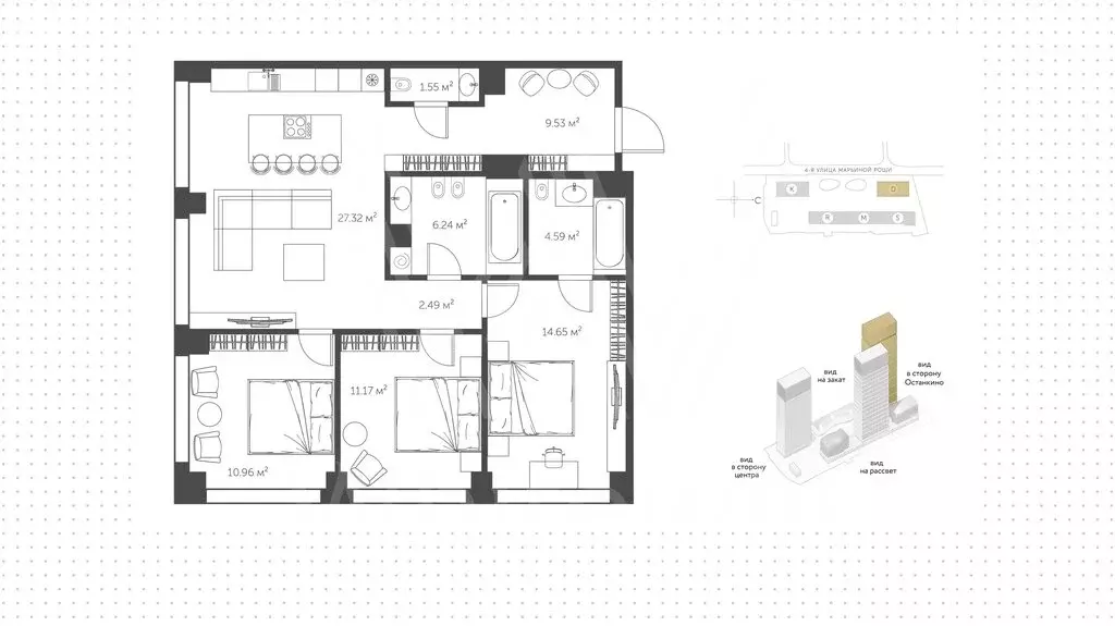 3-комнатная квартира: Москва, 4-я улица Марьиной Рощи, 10к1 (89 м) - Фото 1