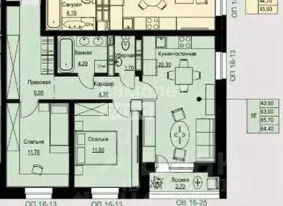 2-к кв. Липецкая область, Липецк Индустриальная ул., 90Б (69.0 м) - Фото 2