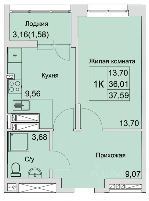 1-к кв. Ростовская область, Батайск  (37.59 м) - Фото 0