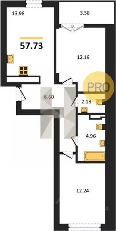 2-к кв. Калининградская область, Гурьевск Включи жилой комплекс (55.94 ... - Фото 1