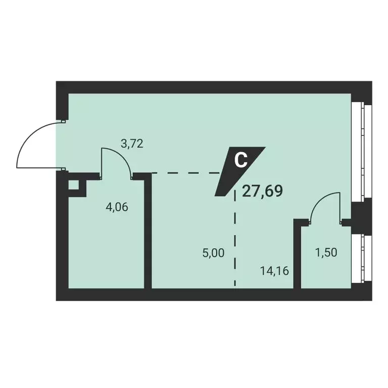 1-комнатная квартира: Екатеринбург, Монтёрская улица, 8 (27.69 м) - Фото 1