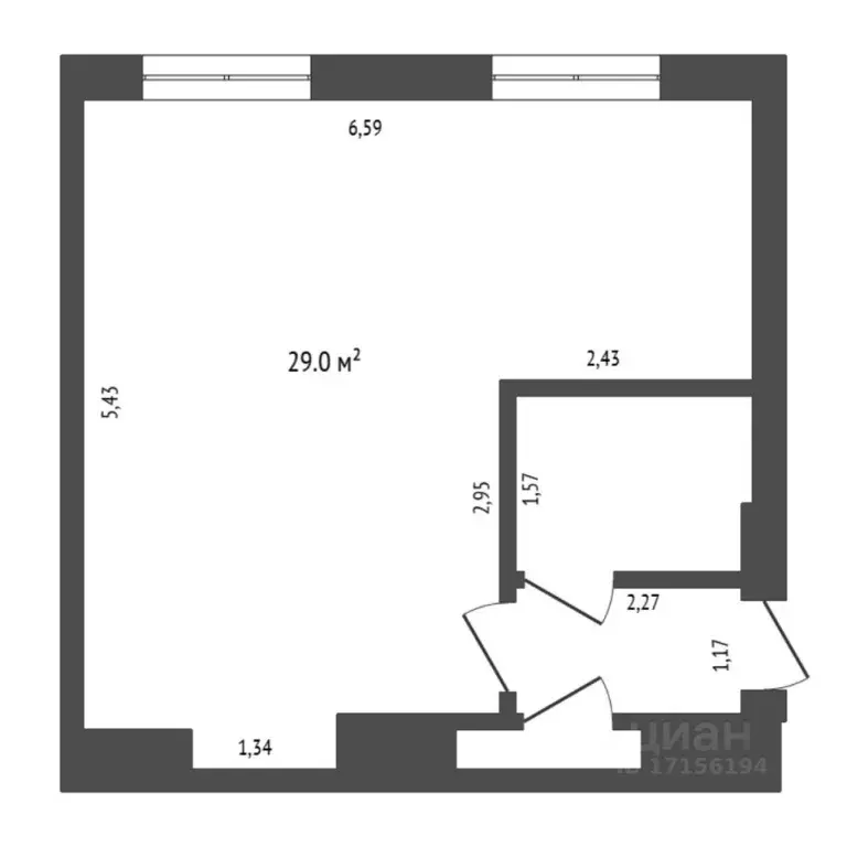 Студия Тюменская область, Тюмень ул. Декабристов, 148 (36.6 м) - Фото 2