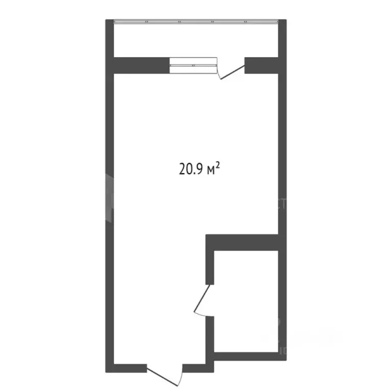 Студия Тюменская область, Тюмень ул. Новоселов, 109 (24.2 м) - Фото 1