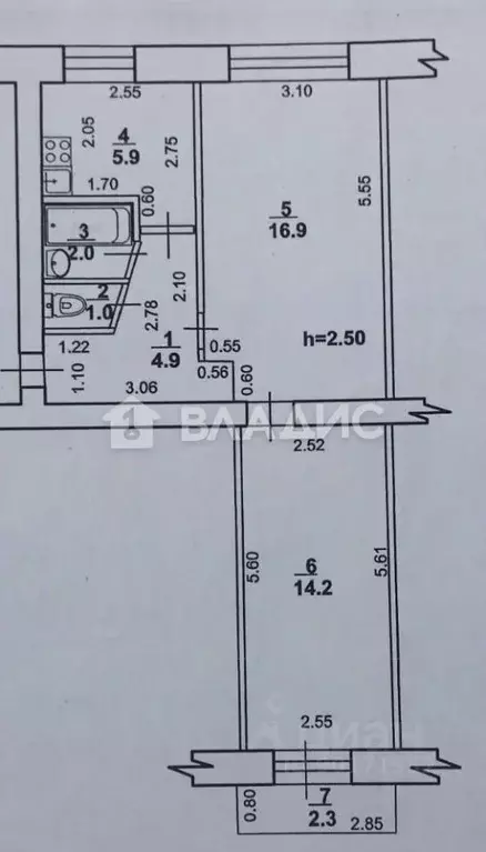 2-к кв. Башкортостан, Стерлитамак ул. Артема, 3 (44.9 м) - Фото 2