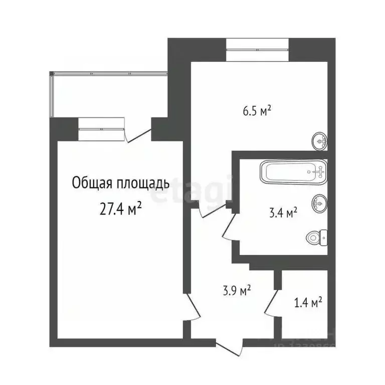 1-к кв. Томская область, Северск ул. Ленина, 108 (27.7 м) - Фото 1