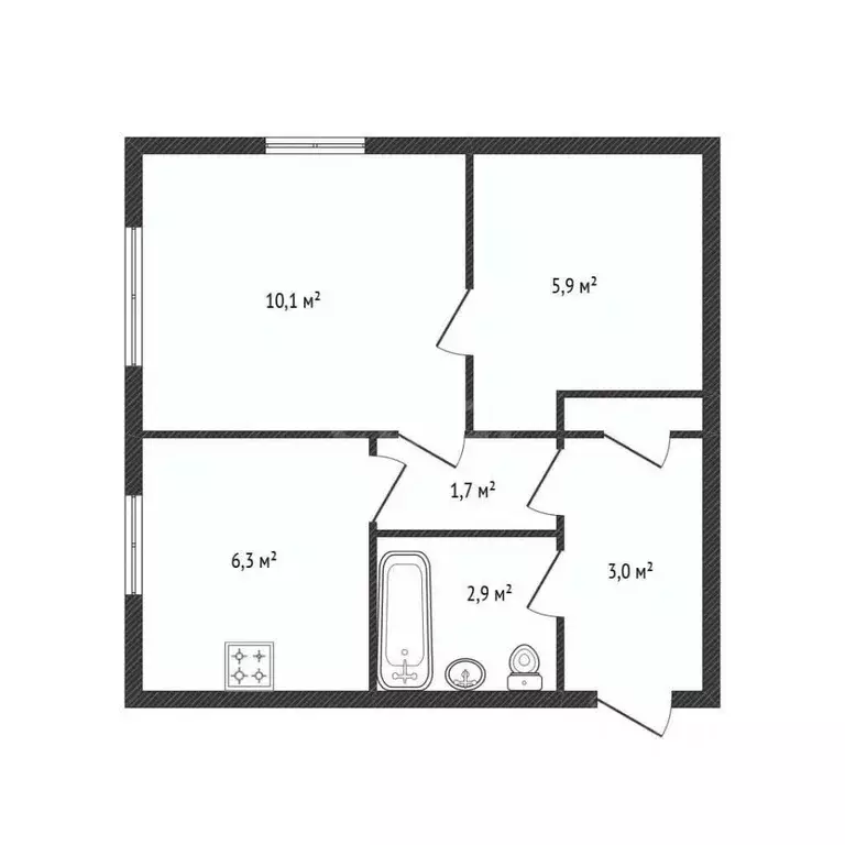 1-к кв. Брянская область, Брянск Клинцовская ул., 67/58 (30.5 м) - Фото 2