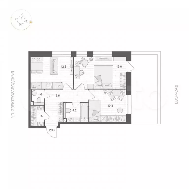 2-к. квартира, 55 м, 2/12 эт. - Фото 0