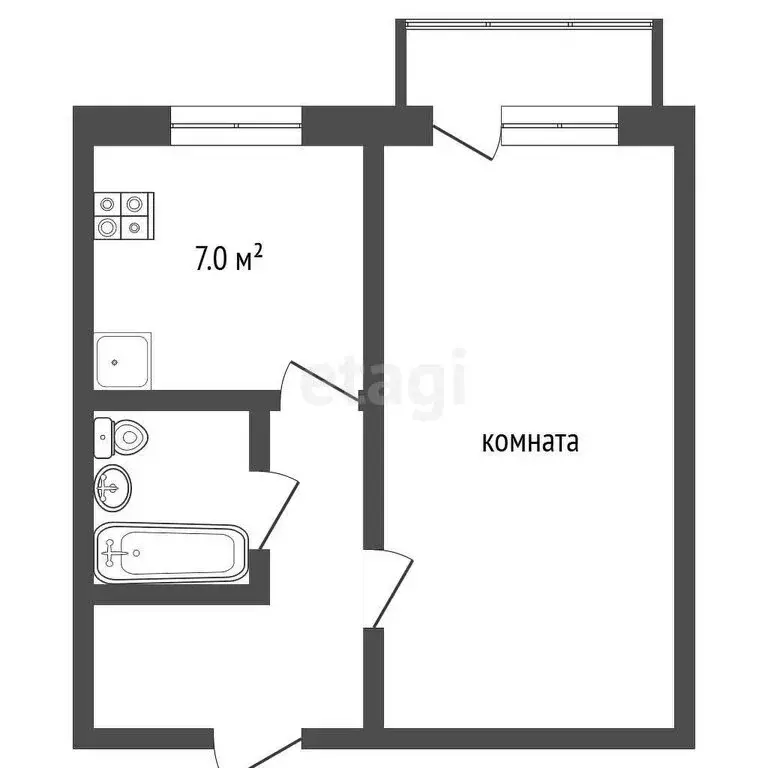 1-комнатная квартира: Клин, улица Мечникова, 22 (29.5 м) - Фото 0