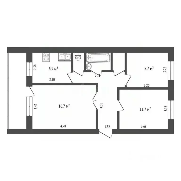 3-к кв. Тюменская область, Тюмень Амурская ул., 68 (57.9 м) - Фото 2