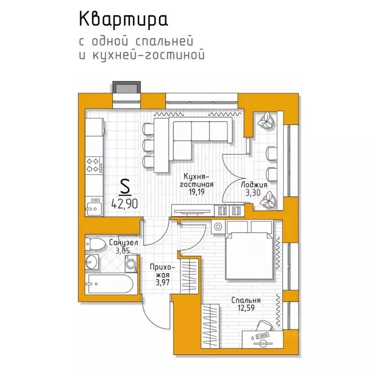 1-к кв. Тульская область, Тула городской округ, пос. Молодежный 5 ... - Фото 0