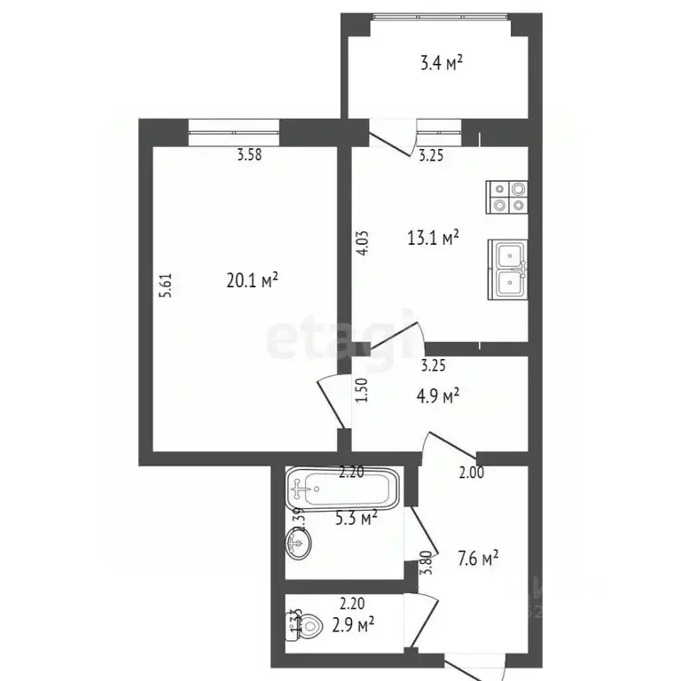 2-к кв. Татарстан, Набережные Челны ул. Портовая, 31 (57.0 м) - Фото 2