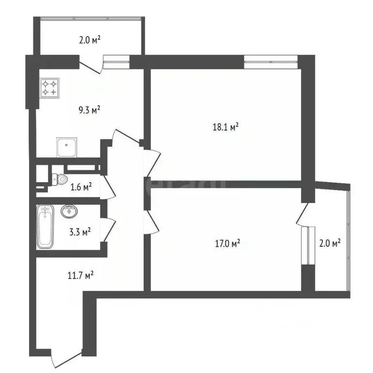 2-к кв. Амурская область, Благовещенск ул. Чайковского, 100/2 (66.1 м) - Фото 2