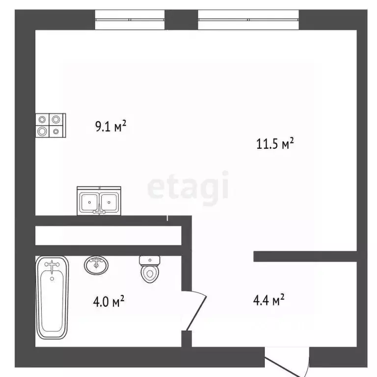 1-к кв. Пермский край, Пермь ул. Старцева, 43 (31.0 м) - Фото 1
