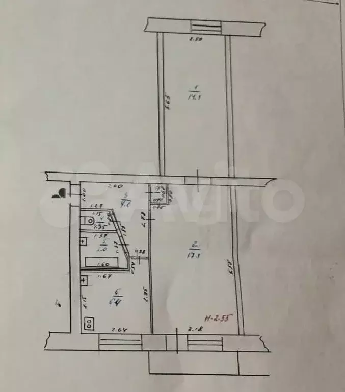 2-к. квартира, 45,7 м, 3/5 эт. - Фото 0