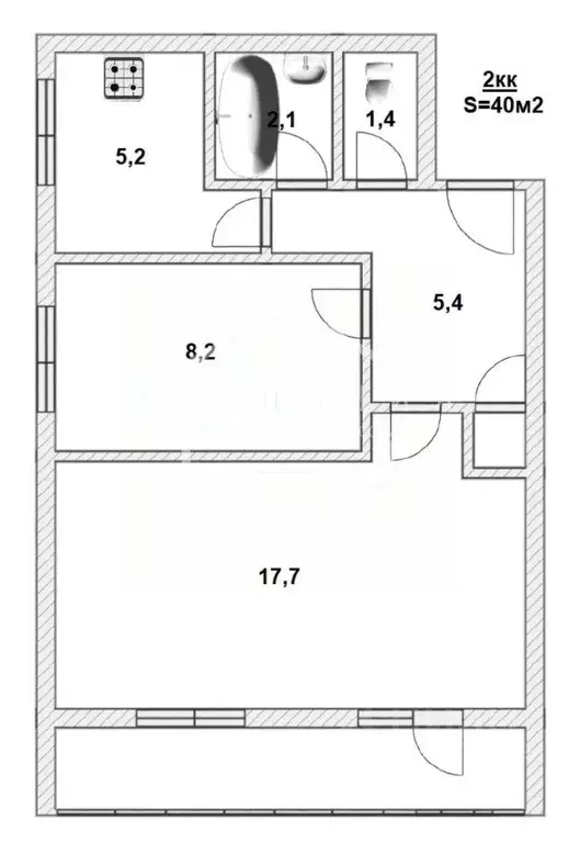 2-к кв. Калининградская область, Калининград ул. Гайдара, 29 (40.0 м) - Фото 1