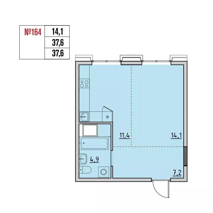 1-комнатная квартира: Маркова, квартал Стрижи, 16 (37.6 м) - Фото 1
