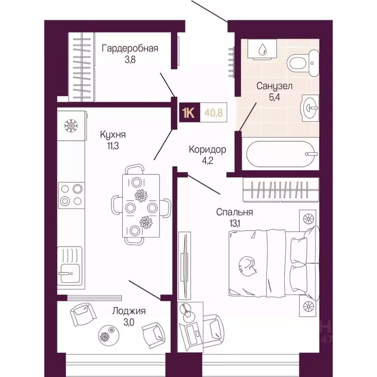 1-к кв. Нижегородская область, Нижний Новгород ул. Тургенева (39.3 м) - Фото 1