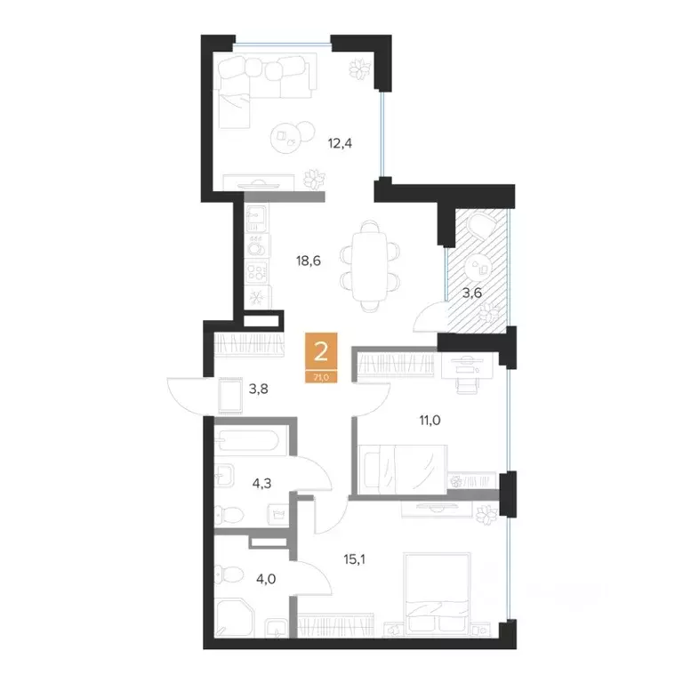 2-к кв. Курская область, Курск Парковый квартал Чувства жилой комплекс ... - Фото 0