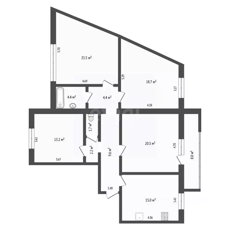 4-к кв. Тюменская область, Тюмень Солнечный проезд, 8/1 (111.2 м) - Фото 2