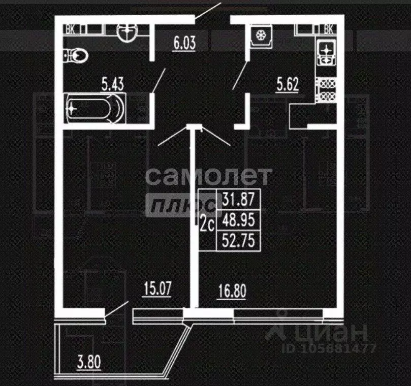 2-к кв. Краснодарский край, Анапа ул. Шевченко, 3 (53.0 м) - Фото 2