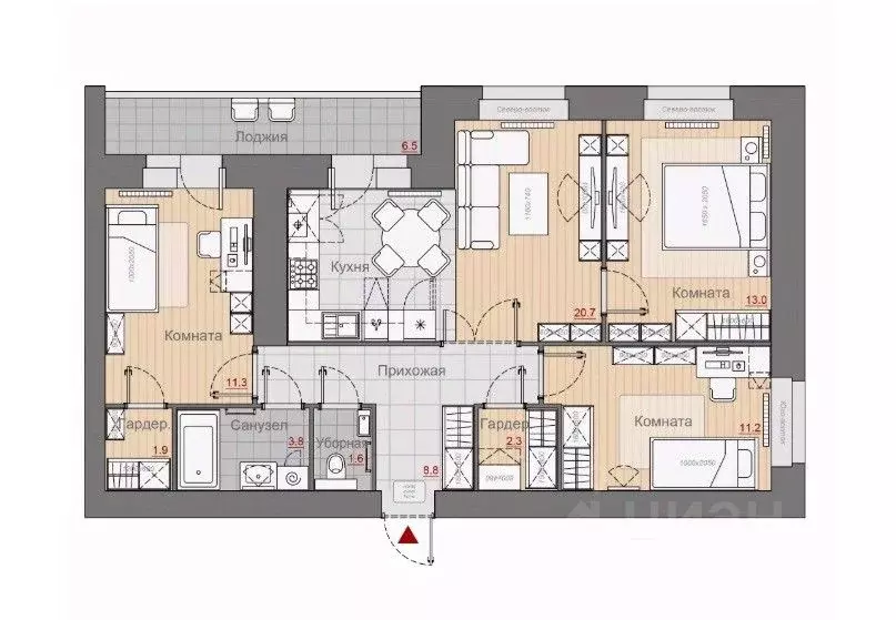 3-к кв. Новгородская область, Великий Новгород Псковская ул., 66 (74.6 ... - Фото 1