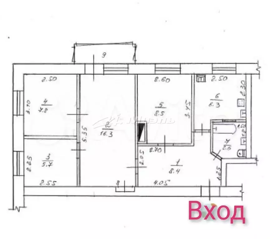 4-к. квартира, 57 м, 2/2 эт. - Фото 0