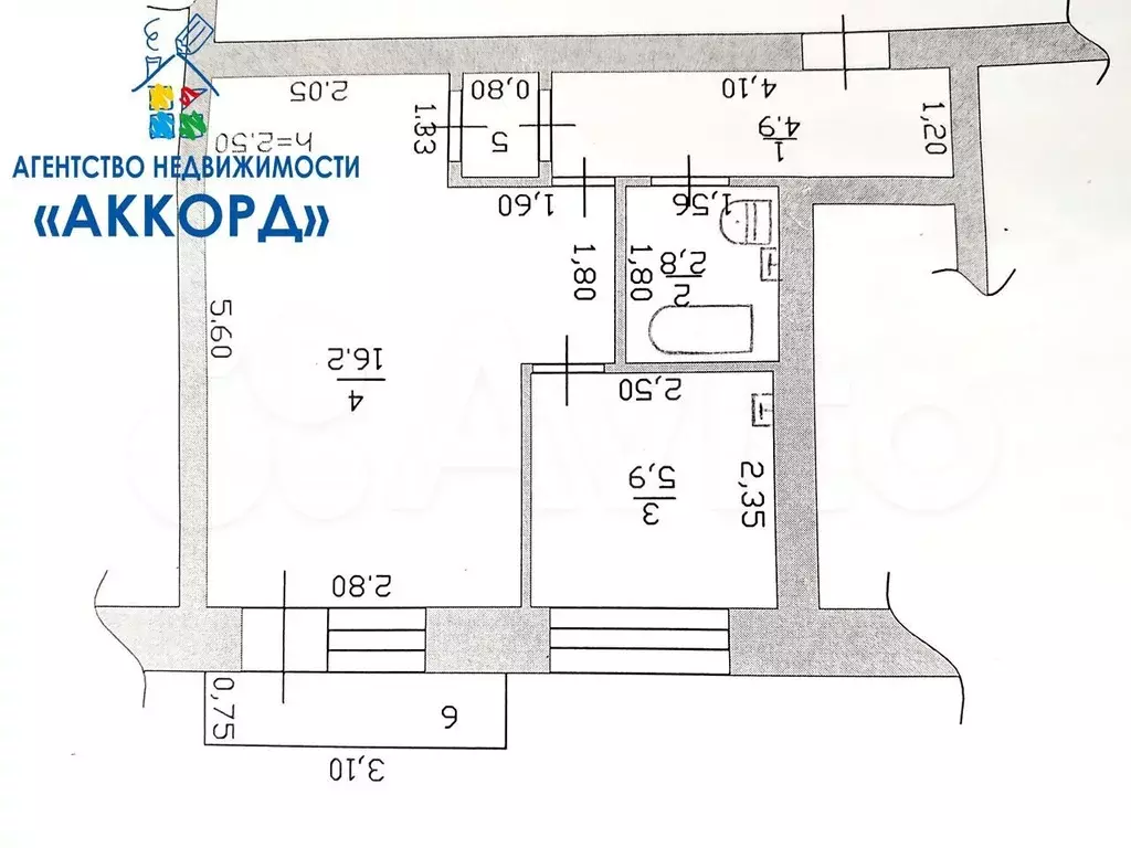 1-к. квартира, 30,8 м, 3/4 эт. - Фото 0