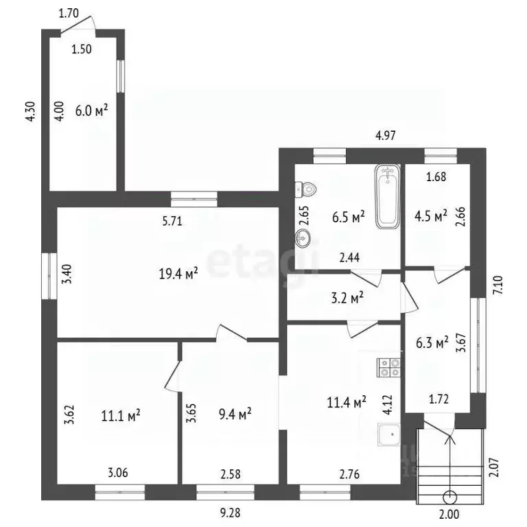 Дом в Ямало-Ненецкий АО, Ноябрьск пос. Самострой, ул. Загородная, 13 ... - Фото 2