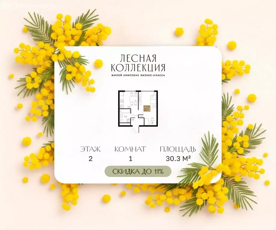 1-комнатная квартира: Химки, ЖК Лесная Коллекция (30.3 м) - Фото 1