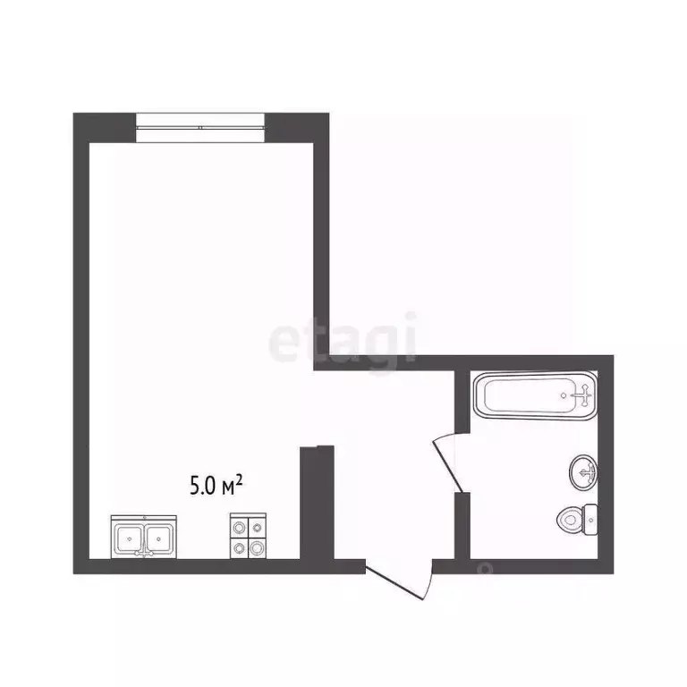 Студия Тюменская область, Тюмень ул. Стройотрядовская, 14 (25.7 м) - Фото 2