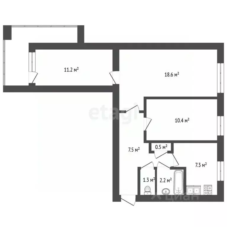 3-к кв. Нижегородская область, Нижний Новгород ул. Федосеенко, 11 ... - Фото 2