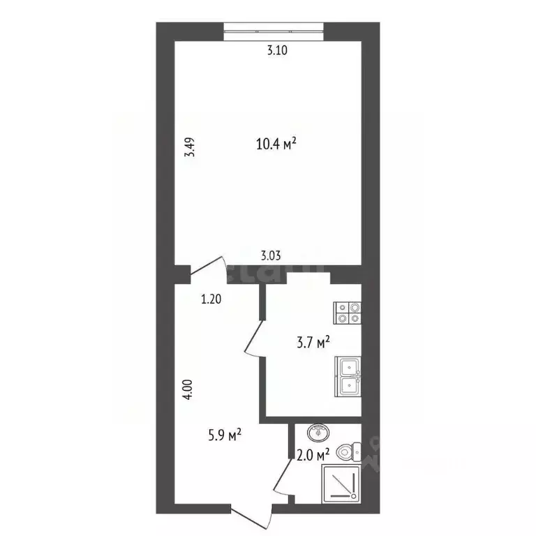 1-к кв. Крым, Ялта ул. Кирова, 57Б (22.0 м) - Фото 1