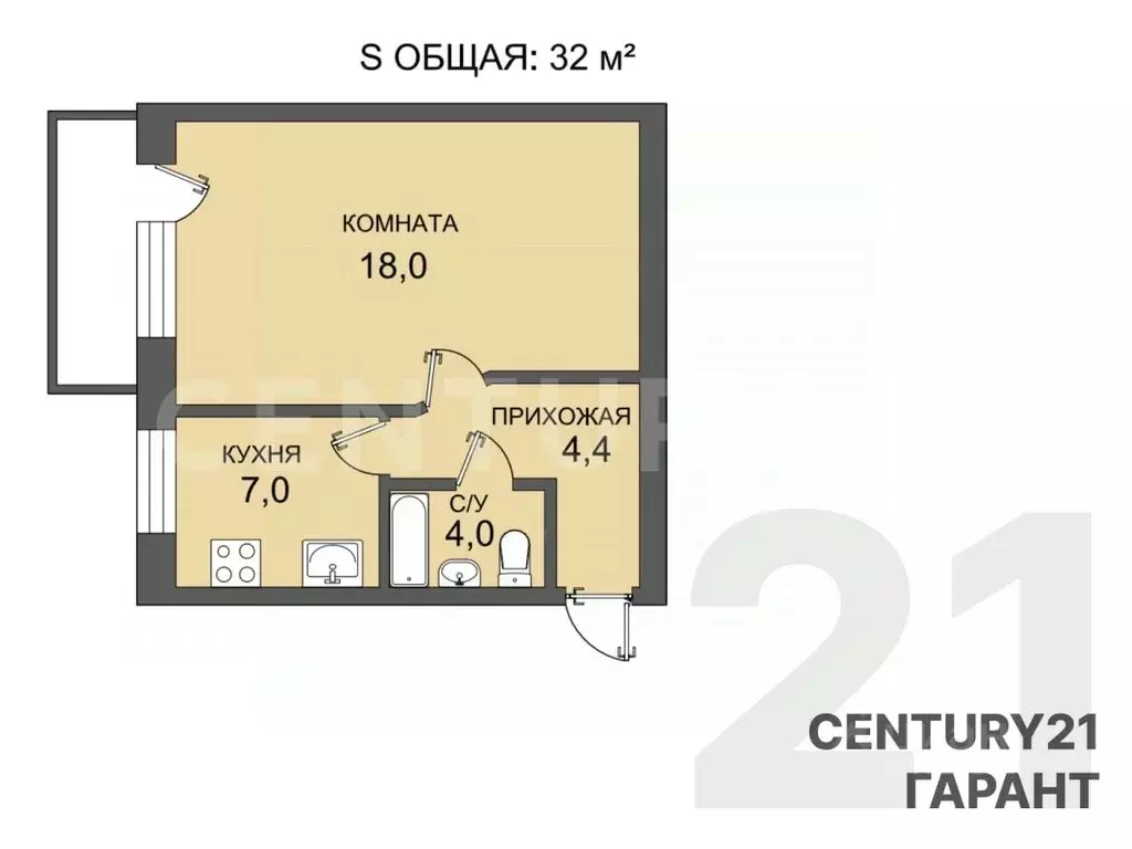 1-к кв. санкт-петербург ул. васи алексеева, 21 (32.0 м) - Фото 1