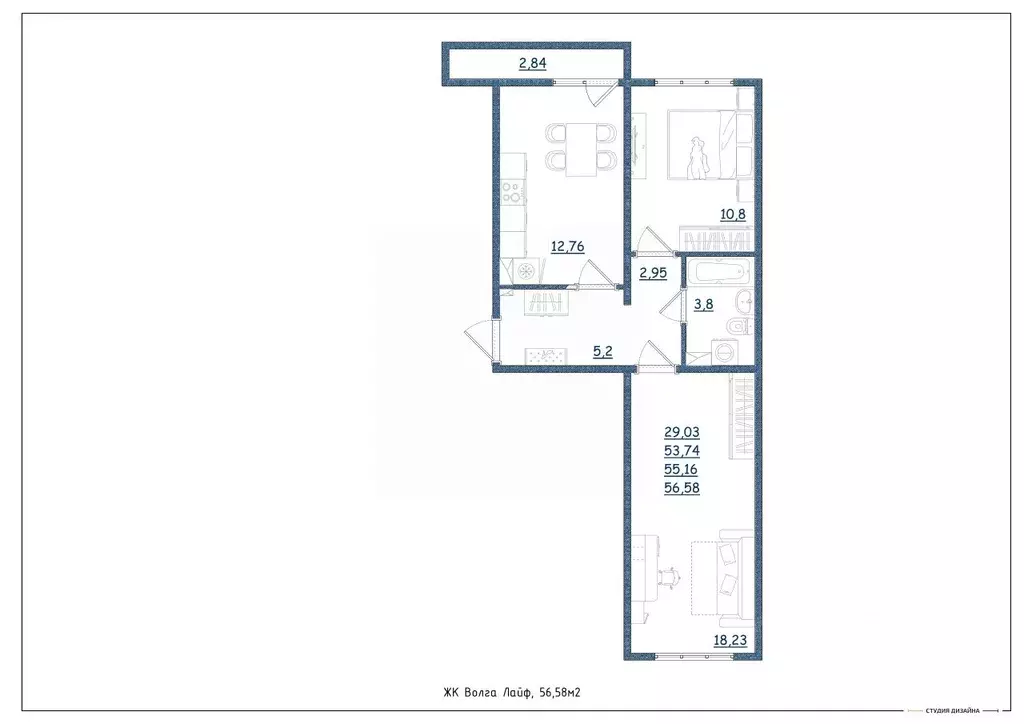 2-к кв. Тверская область, Тверь Новочеркасская ул., 49 (56.58 м) - Фото 2
