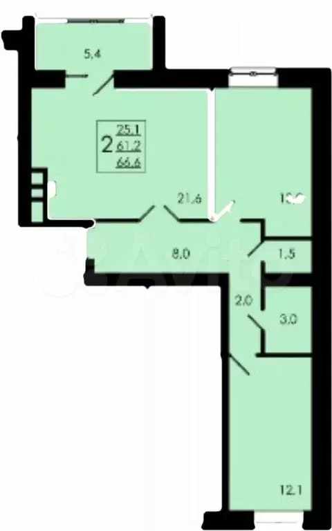 2-к. квартира, 68 м, 5/10 эт. - Фото 0