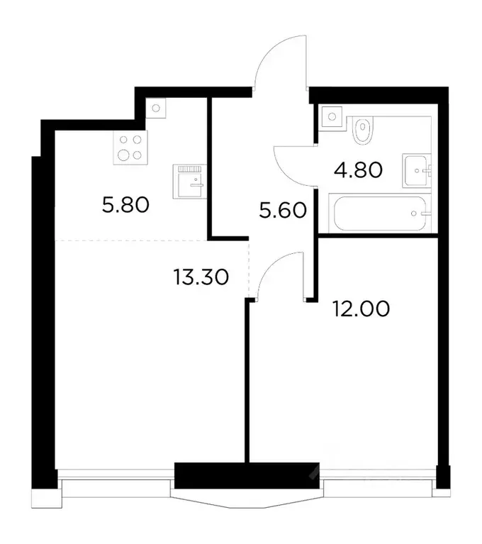 2-к кв. Москва Инджой жилой комплекс (41.5 м) - Фото 1