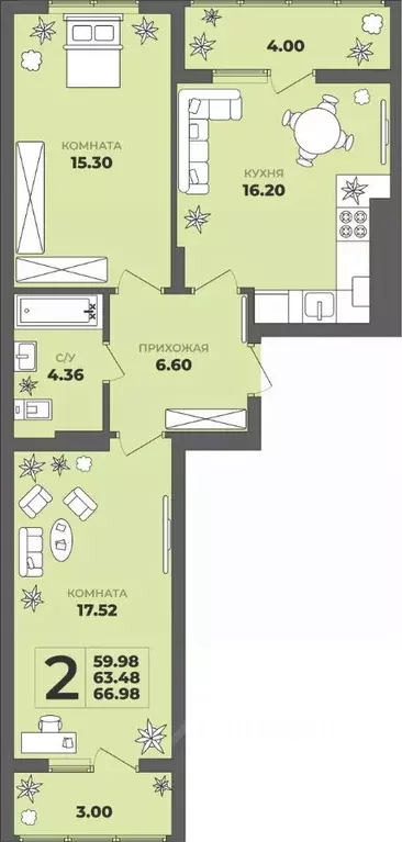 2-к кв. Калининградская область, Калининград ул. Генерала Толстикова, ... - Фото 1