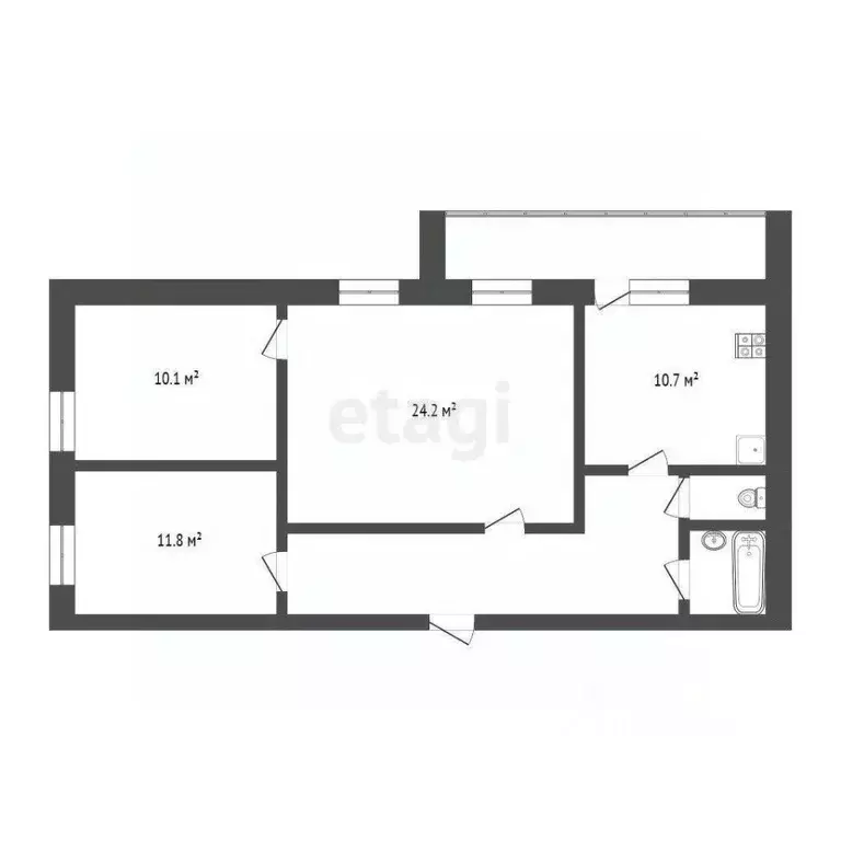 3-к кв. Вологодская область, Вологда ул. Южакова, 13 (72.9 м) - Фото 2